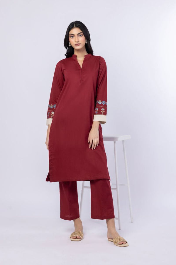 Embroidered | Crosshatch Poplin Kurta Pants