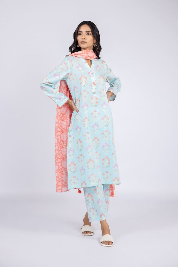 Printed | Cambric  3 Pcs Kurta Pant