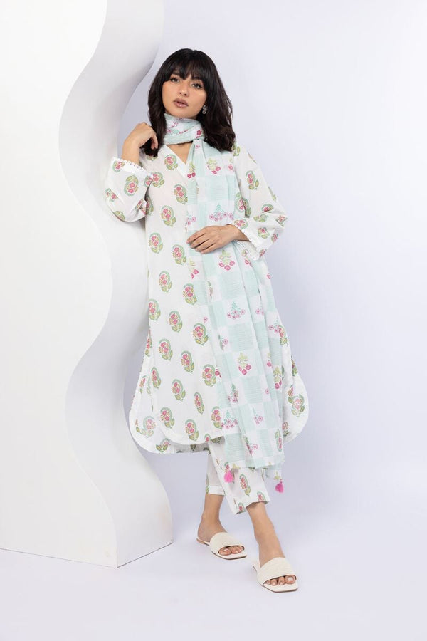 Printed | Cambric 3 Pcs Kurta Pant