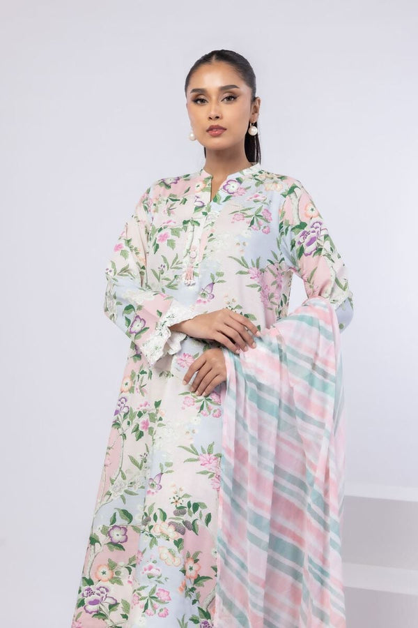 Embroidered | Dull Raw Silk 3 Pcs Kurta Pant