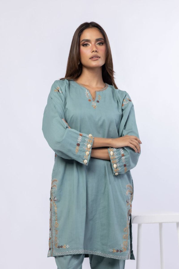 Embroidered | Crosshatch Poplin Kurta Pants