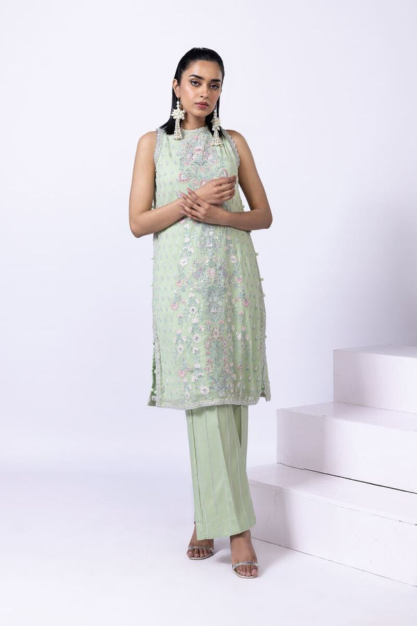 Embroidered | Polyester Crinkle Chiffon Kurta Pants