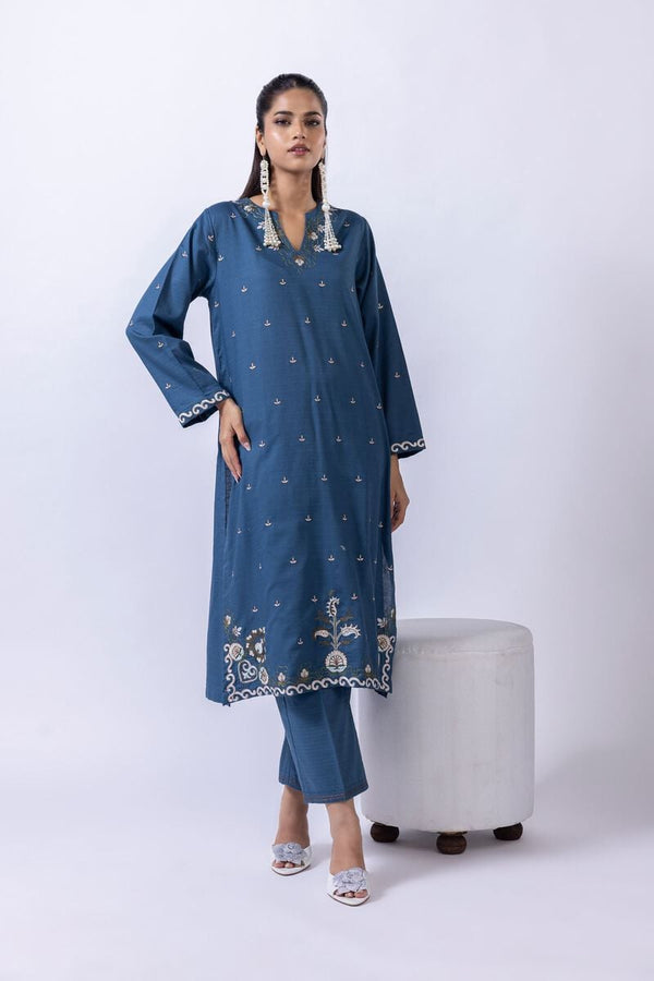 Embroidered | Cotton Dobby Kurta Pants